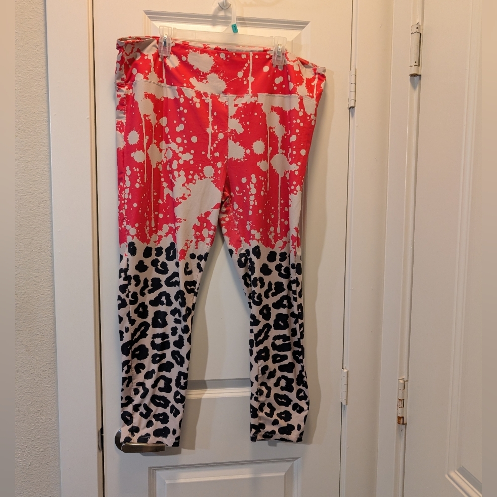 Hot Pink/Beige/Black Plus Crazy Train Leggings